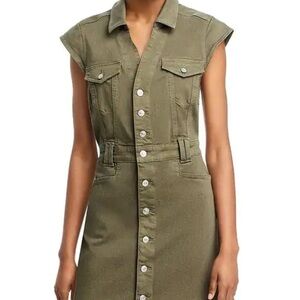 PAIGE Olive Green Button-Front Utility Dress